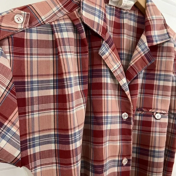 Vintage 70s Plaid Shirtwaist Dress Midi Dagger Collar Belted M Cottagecore - Picture 8 of 9